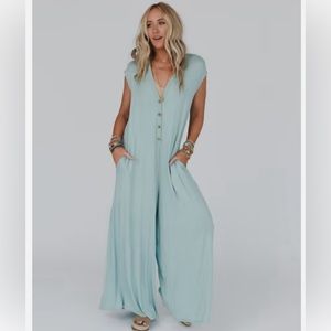 Three Bird Nest - Daphne Jumpsuit - Sage - Small